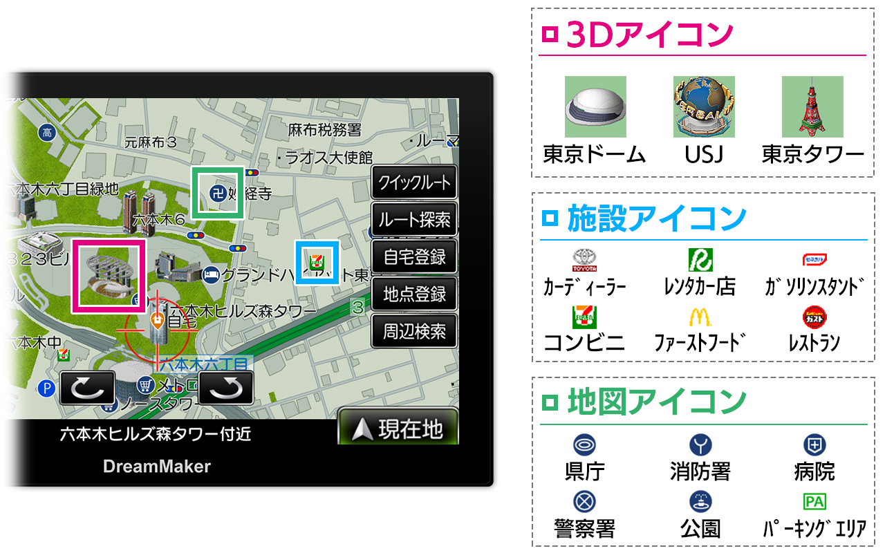 アイコン表示 3Dアイコン 施設アイコン 地図アイコン