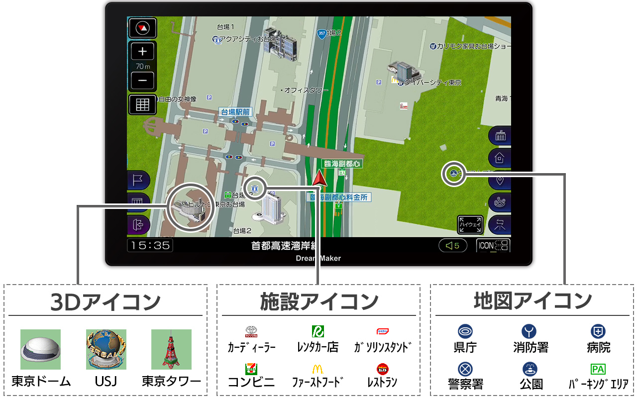 アイコン表示 3Dアイコン 施設アイコン 地図アイコン