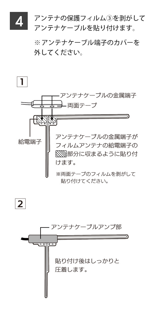テレビ用フィルムアンテナ PNOP-ANF03 フィルムアンテナ貼り付け手順4