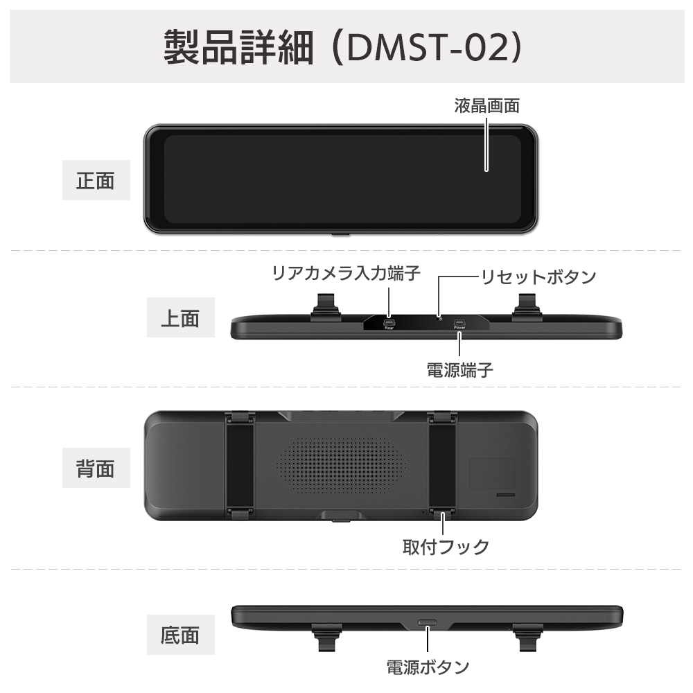 DMST-02 デジタルインナーミラーのパーツ図