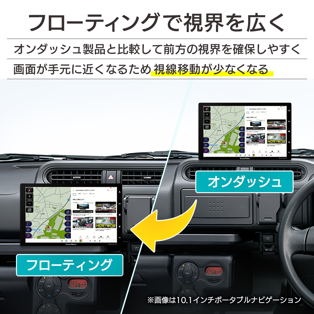 オンダッシュからフローティングに変更して視界を広く。画面が手元に近づき視線移動が近くなる